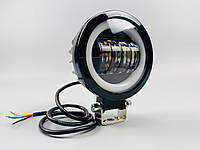 Светодиодная лампа рабочего освещения, водонепроницаемая круглая фара 40W (+ LED кольцо) для автомобиля