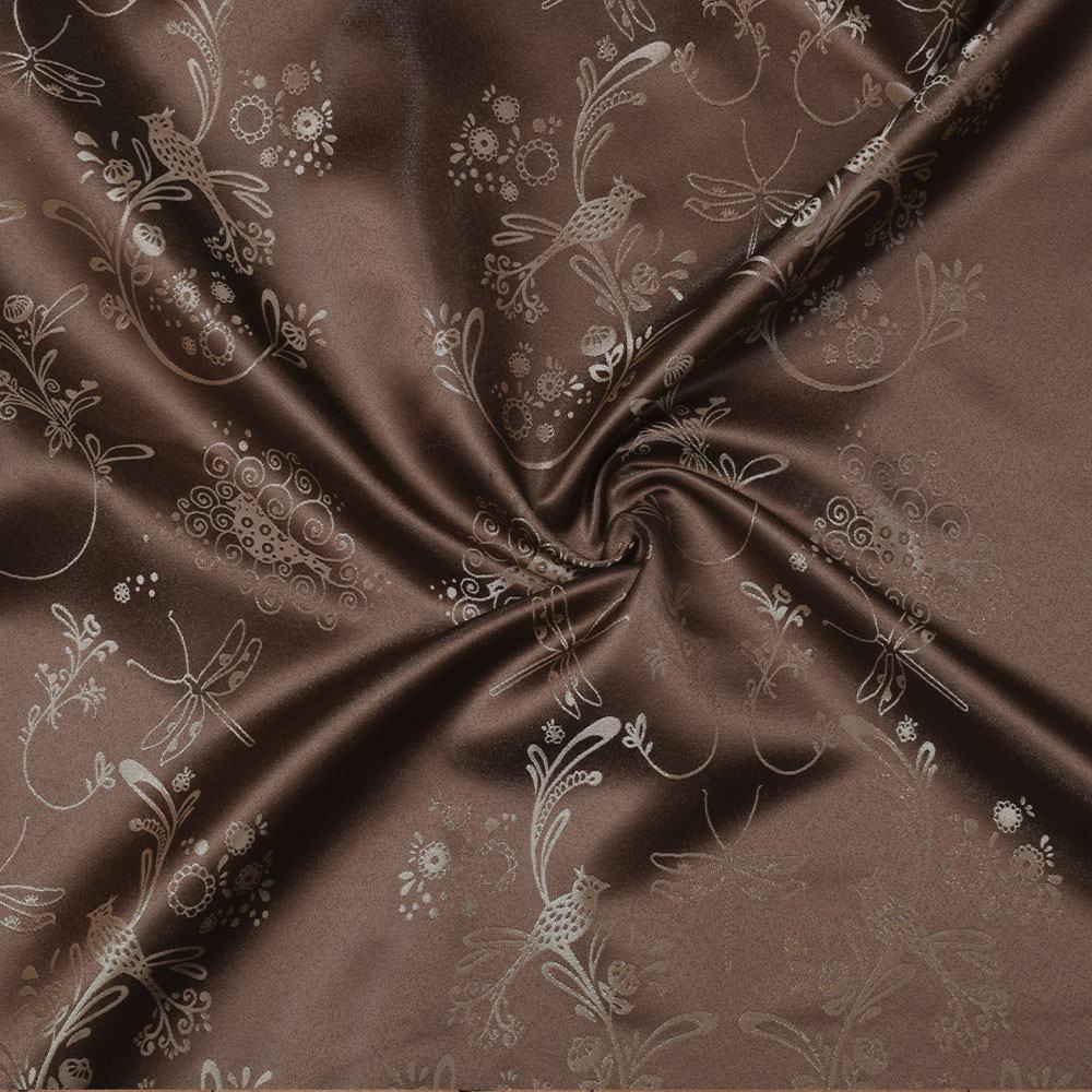 Атлас жакард 2-х-стор. для штор птиці коричневий світлий, ш.280