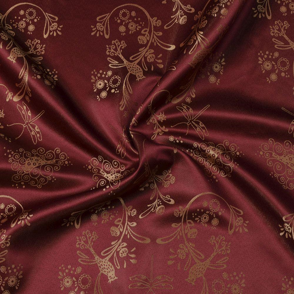 Атлас жакард 2-х-стор. для штор птиці червоний, ш.280