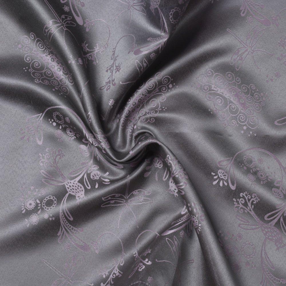 Атлас жакард 2-х-стор. для штор птиці бузково-сірий, ш.280