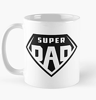Чашка Керамическая кружка с принтом Супер отец Super dad для отца Белая 330 мл
