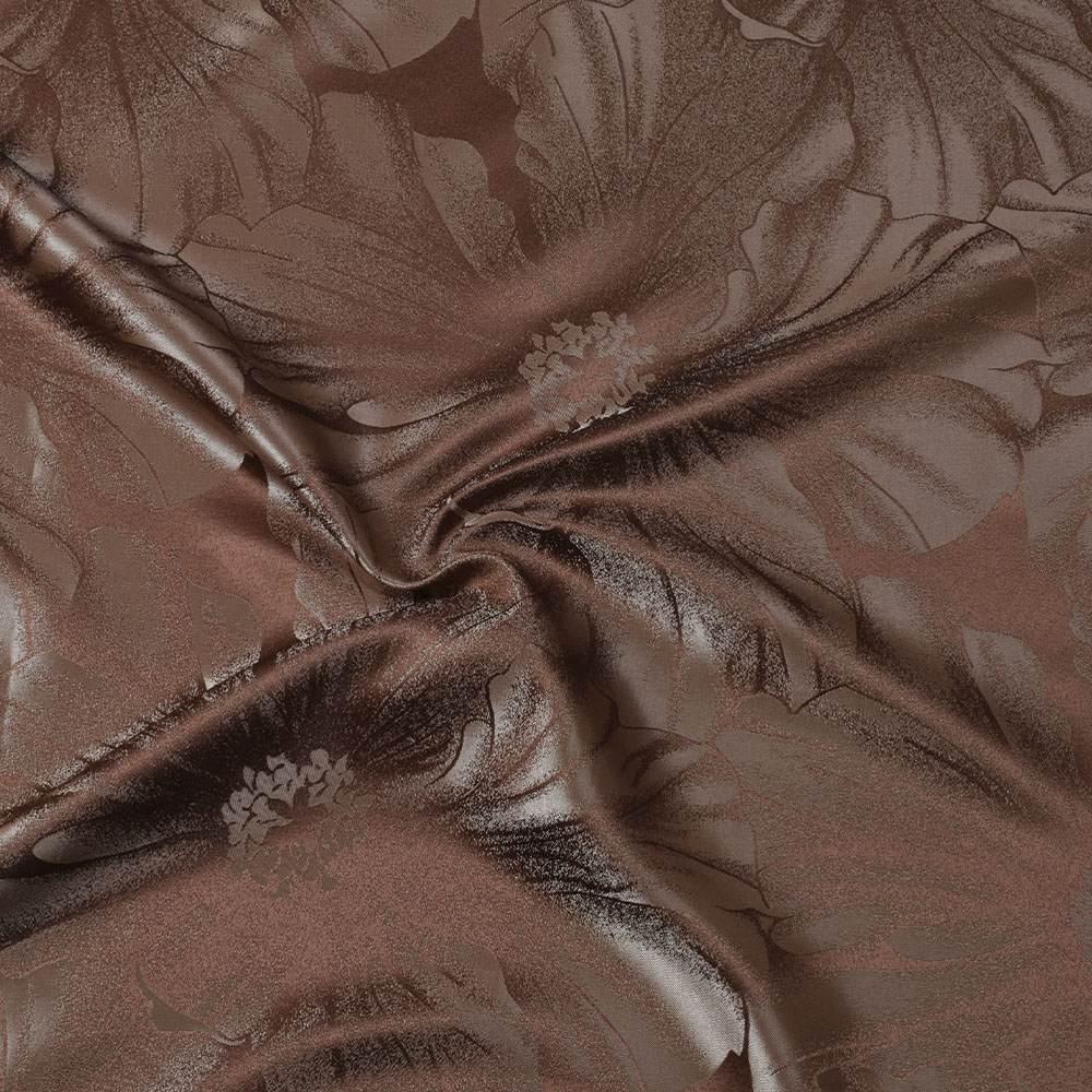 Атлас жакард 2-х-стор. для штор квітка великий коричнево-золотистий, ш.280