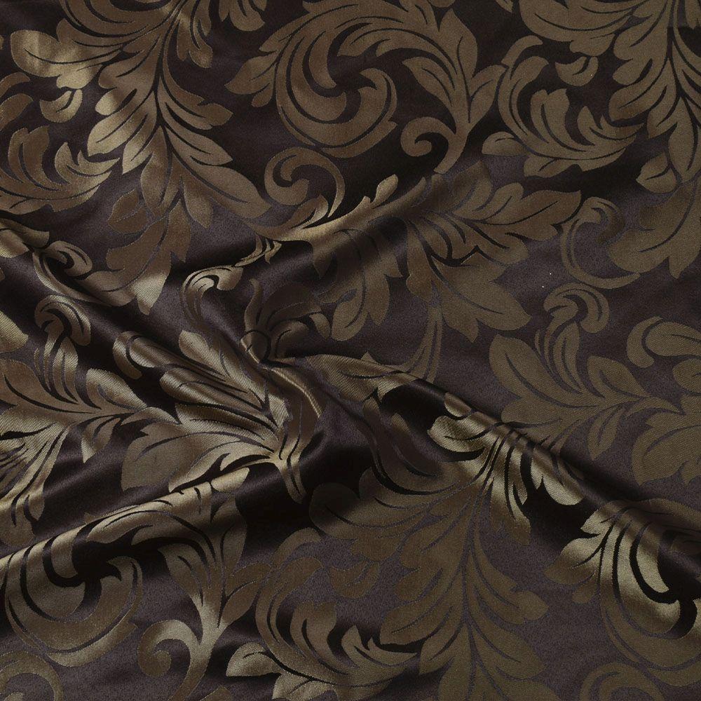 Атлас жакард 2-х-стор. для штор листя аканта коричневий темний, ш.280