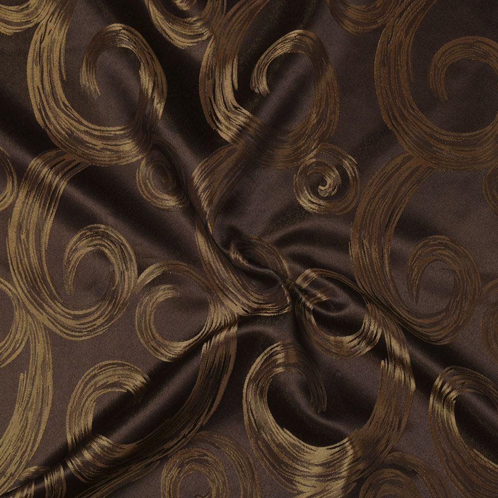 Атлас жакард 2-х-стор. для штор завитки коричнево-золотистий, ш.280