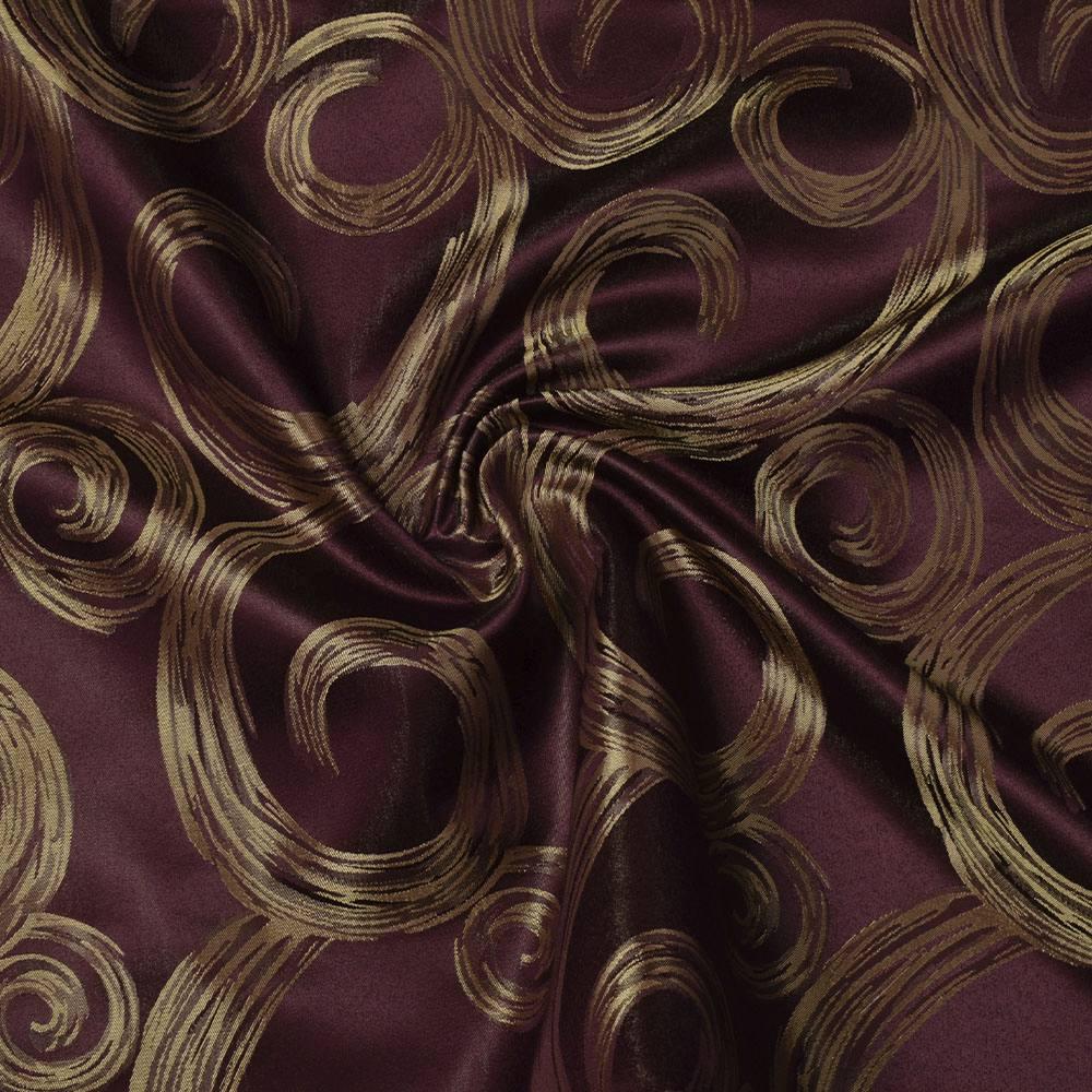 Атлас жакард 2-х-стор. для штор завитки бордовий темний, ш.280