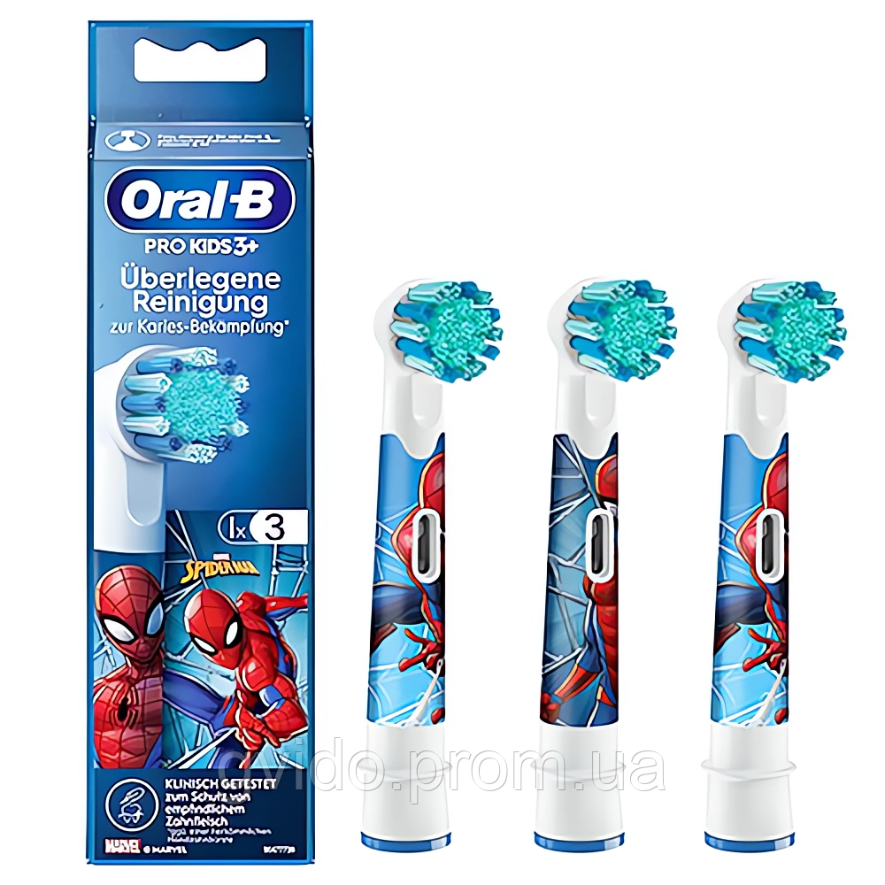 Oral-B SpiderMan Pro Kids EB10 насадки дитячі (3 шт) на електричну зубну щітку орал бі кідс людина-павук