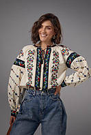 Вишиванка жіноча біла з орнаментом Esq 5660, стильна блузка з вишивкою