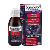 Сироп для иммунитета с витаминами и минералами Extra Defence Liquid, Sambucol, 120 мл