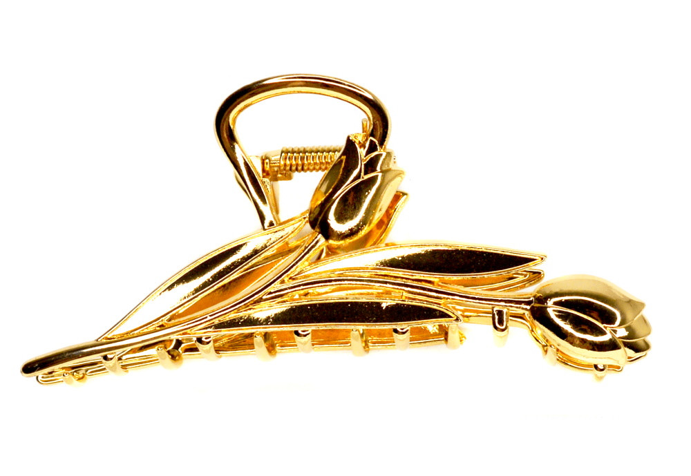 Краб для волосся "Тюльпан"
золотистий, ЦІНА ЗА 1ШТ, в пак. 12 * 6 см, фото 1