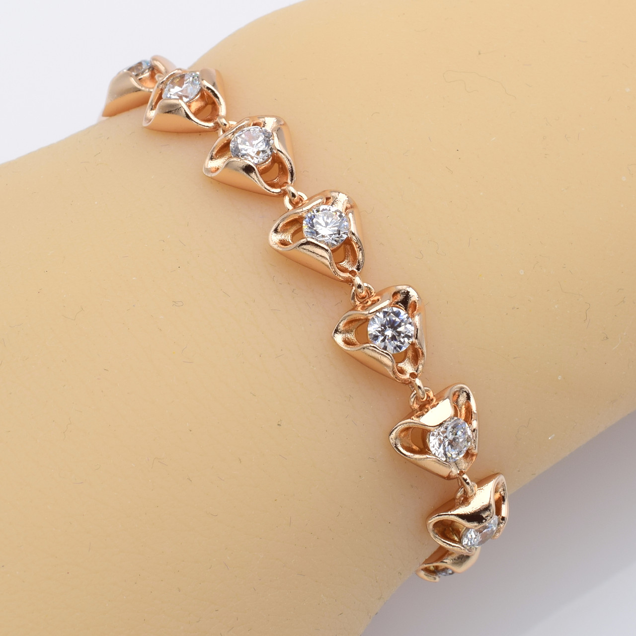 XUPING Браслет Позолота РВ з білими цирконами Довжина 18+2см, Ширина 0.9см, фото 1