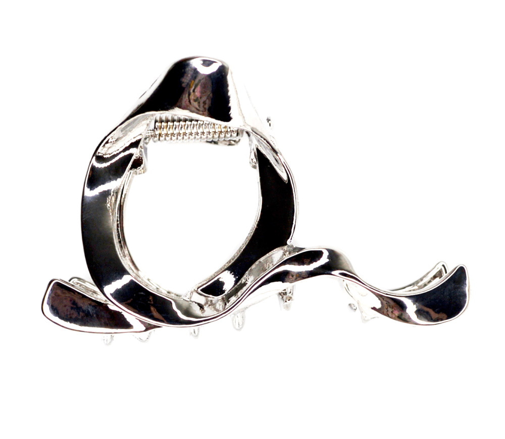 Краб для волосся металевий завиток сріблястий, ЦІНА ЗА 1ШТ, в пак. 12 * 6 см, фото 1