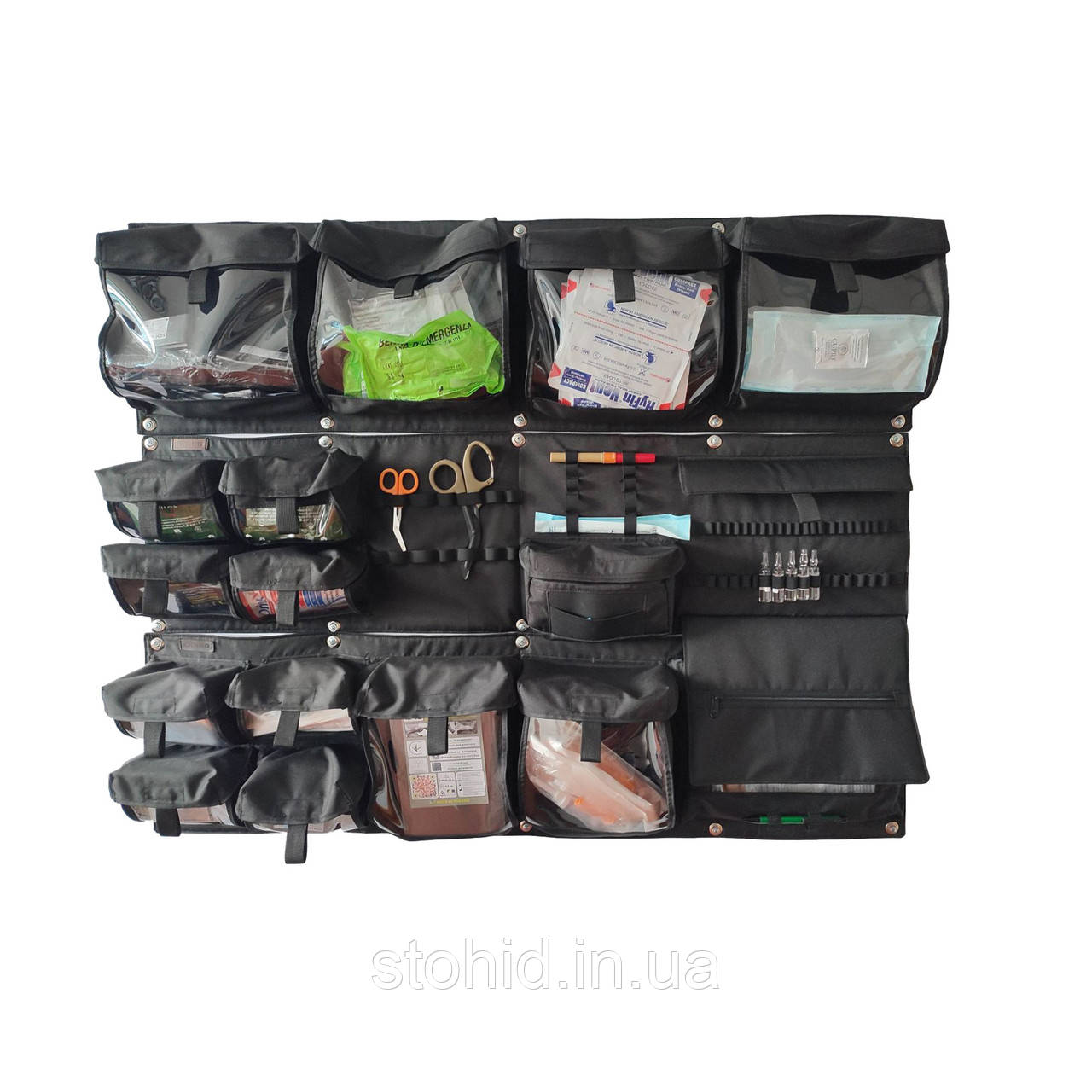 Органайзер медицинский, предметная панель для военного медика с прозрачными карманами Варіант 1+2+3 Стохід - фото 1 - id-p2108609019