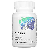 Железо с кофакторами, строительная формула крови, Ferrasorb, Iron with Cofactors, Thorne Research, 60 капсул