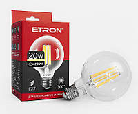 Светодиодная филаментная лампа ETRON Filament G95 20W E27 3000K прозрачная