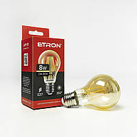 Светодиодная филаментная лампа ETRON Filament A60 8W E27 2700K золото