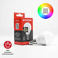 Светодиодная LED лампа ETRON 8W G45 3000K 220V E14 теплый свет