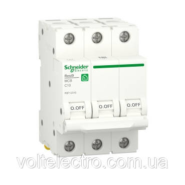 Автоматичний вимикач RESI9 10 А, 3P, крива С, 6кА
