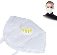Захисна багаторазова маска-респіратор KN 95 з фільтром - захист від пилу та мікробів  Білий
