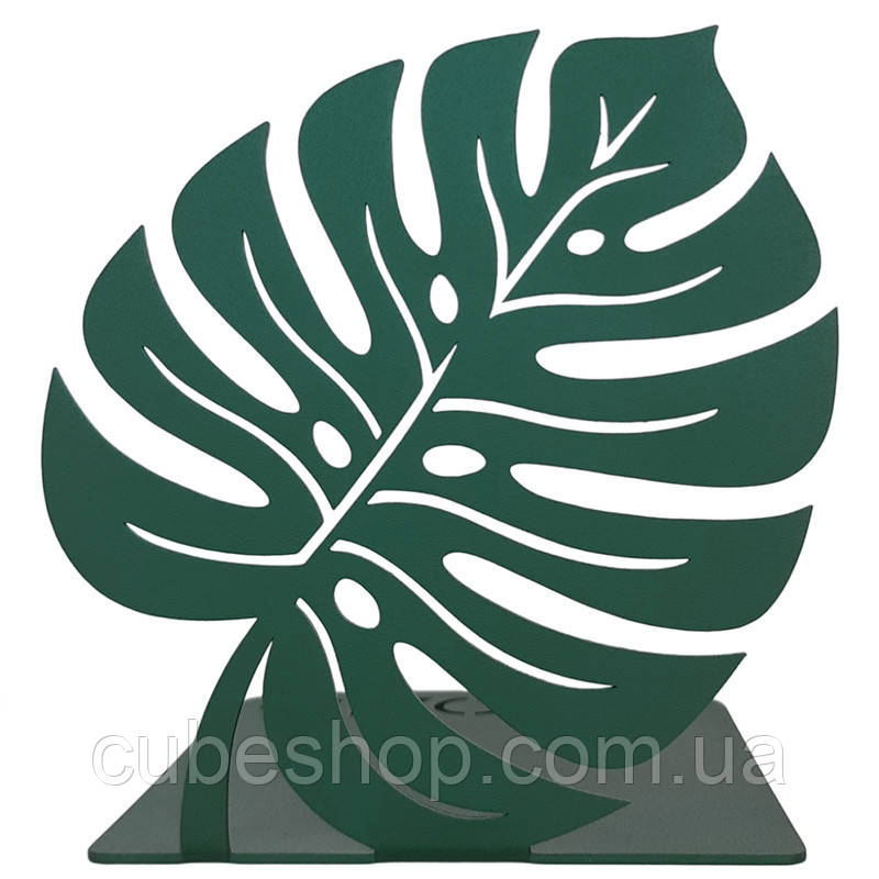 Металевий упор для книг Glozis Monstera Leaf Green (зелений)