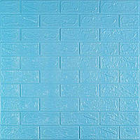 Самоклеющийся панель 3d (3д) декоративная самоклейка мягкая гибкая пвх для стен кирпич Голубой 700x770x3мм