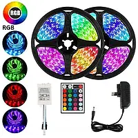 LED светодиодная лента и аксессуары 3528 RGB 5 м мощная с пультом Влагостойкая от повербанка в комнате mak