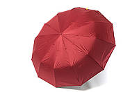 Бордовый однотонный зонт на 12 спиц с чехлом из экокожи