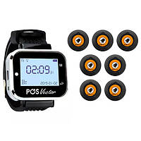Система вызова кальянщика Pos Sector: пейджер-часы официанта и 7 кнопок ps-101 (Real-101-7pcs)