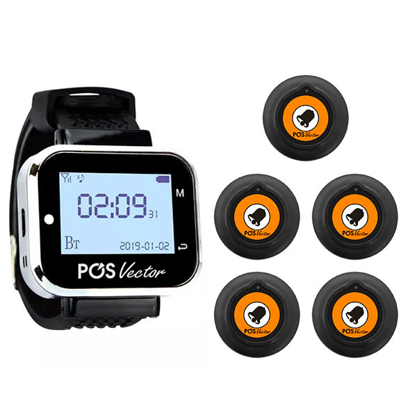 Система вызова кальянщика Pos Sector: пейджер-часы официанта и 7 кнопок ps-101 (Real-101-7pcs) - фото 10 - id-p2000176837