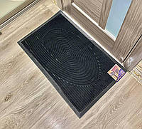 Износостойкий придверный коврик "BLACK" (50х80 см), Резиновый коврик с ворсовым покрытием, Коврик под дверь