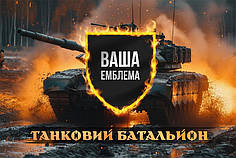 Прапор Танкового батальйону ЗСУ «Ваша емблема» танк у бою