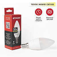 Светодиодная LED лампа ETRON 10W C37 3000K 220V E14 теплый свет