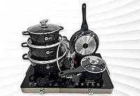 Набір каструль і сковорода для індукції з антипригарним покриттям, набір гранітного посуду для індукції HK-305