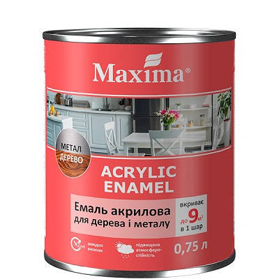 Емаль акрилова для дерева та металу "Maxima", 2,3 л, фото 1