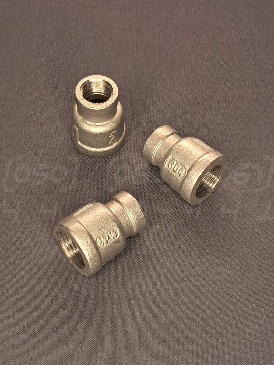 Муфта перехідна різьбова нержавіюча DN10x8 (3/8"x1/4"), н/ж сталь AISI 304, Class 150, різьба BSPP, фото 1
