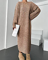Идеальное платье-свитер из вязки для ваших осенних образов В комплекте тканевый пояс приятная мягкая тка беж