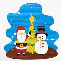 Картина за номерами Strateg  Дід Мороз з сніговиком під ялинкою розміром 20х20 см (HH6332)