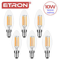 Комплект филаментных ламп ETRON Filament (6 Штук) С37 10W E14 3000K теплый свет