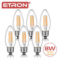 Комплект филаментных ламп ETRON Filament (6 Штук) C37 8W E27 3000K теплый свет