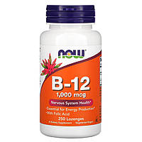 Витамин В12 и фолиевая кислота, Vitamin B-12 With Folic Acid, Now Foods, 1000 мкг, 250 пастилок