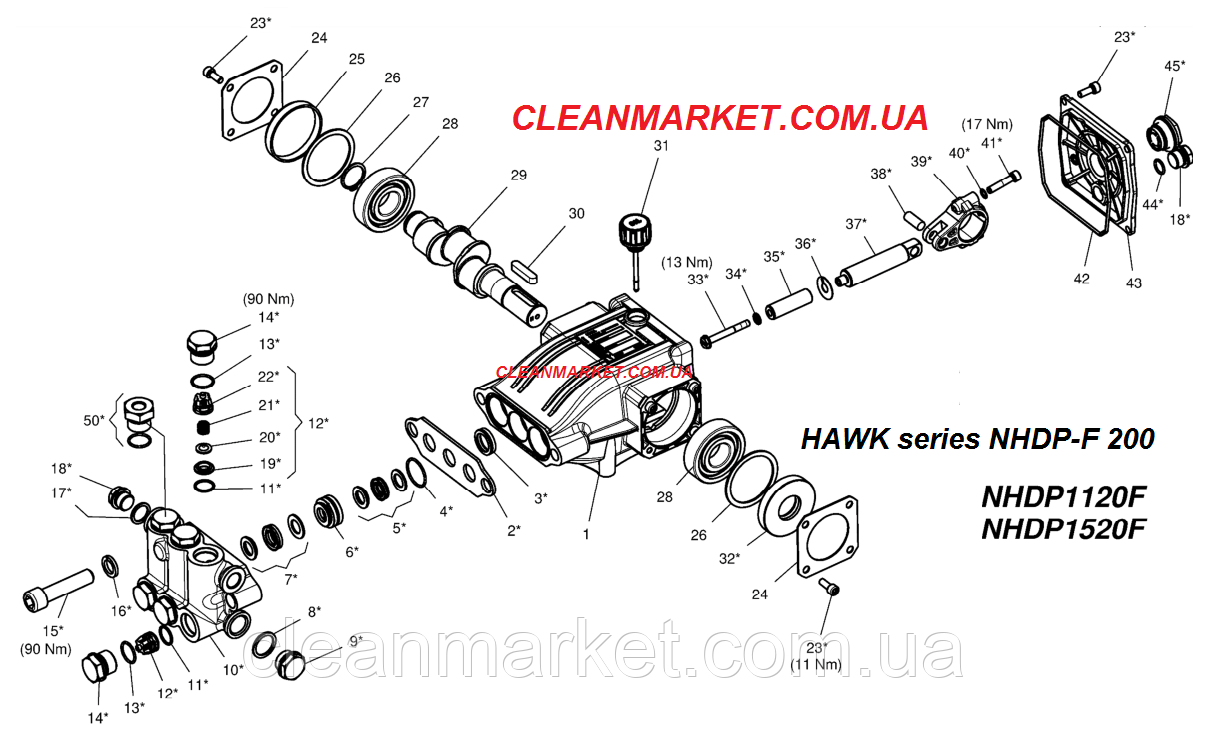 HAWK NHDP 1120FR (11 л : 200 бар : 2800 об/мин) плунжерный насос (помпа) высокого давления - фото 3 - id-p591997581