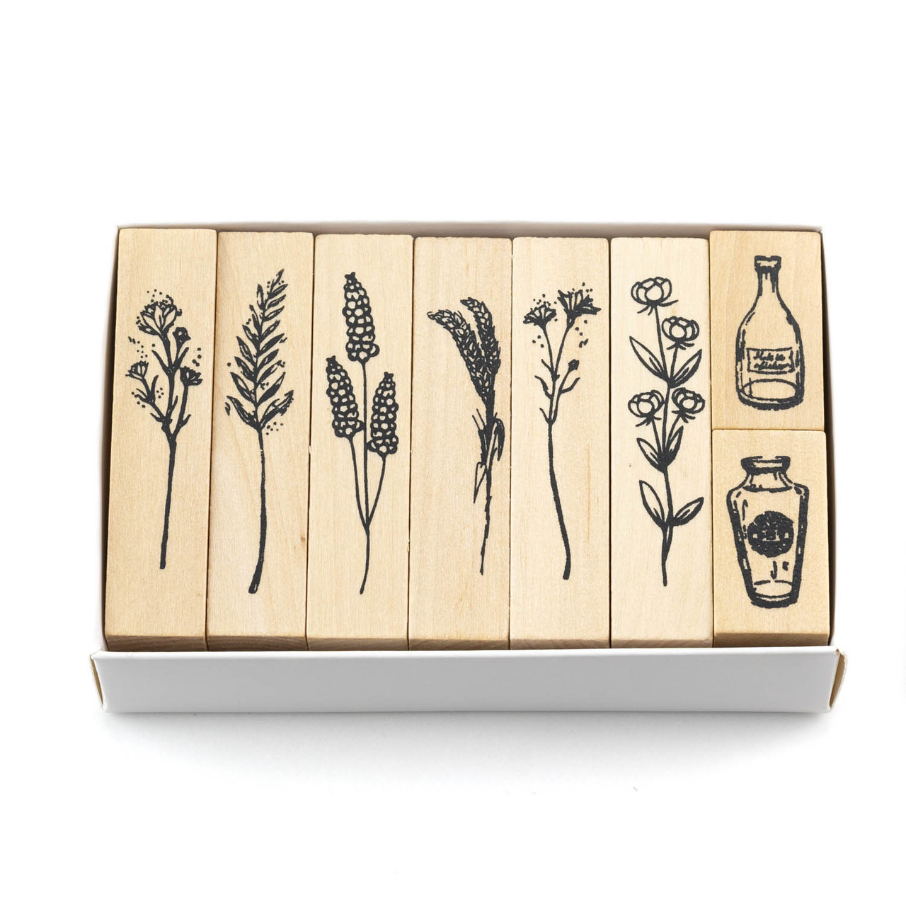 Набір дерев'яних штампів для скрапбукінгу "Квіти та баночки" CHT069, фото 1