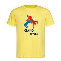 Желтая мужская/унисекс футболка Рисунок Греко-римская борьба (18-8-2-жовтий)