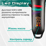 Машинка для стрижки волосся професійна акумуляторна LED дисплей, потужний триммер для стрижки VGR V-699 Чорний, фото 7