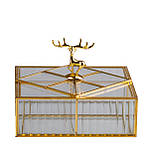 Шкатулка для прикрас Золотий олень квадратна скло з металевим каркасом 22х22 см, фото 2