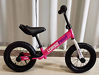 Велобіг рожевий колесо 12", "CORSO Navi" NV-12411 сталева рама, надувні колеса, підніжка