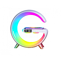 Колонка Bluetooth бездротова портативна зарядка 10 Вт лампа настільна і годинник RGB LED 3 в 1 у стилі Big G