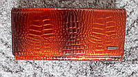 Большой женский кожаный кошелек dr.koffer (лакированный, оранжево-черный)