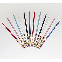 Китайские палочки для волос деревянные разноцветные 6 цветов с бабочками в наборе 10 штук длина палочки 18 см