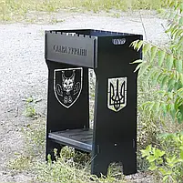 Мангал розбірний високий на 12 шампурів із підставкою для дров та індивідуальним гравіюванням, фото 9