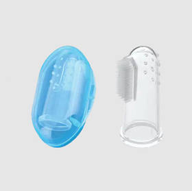 Дитяча щітка у футлярі для ясен та перших молочних зубів новонароджених малюків Блакитна Lindo